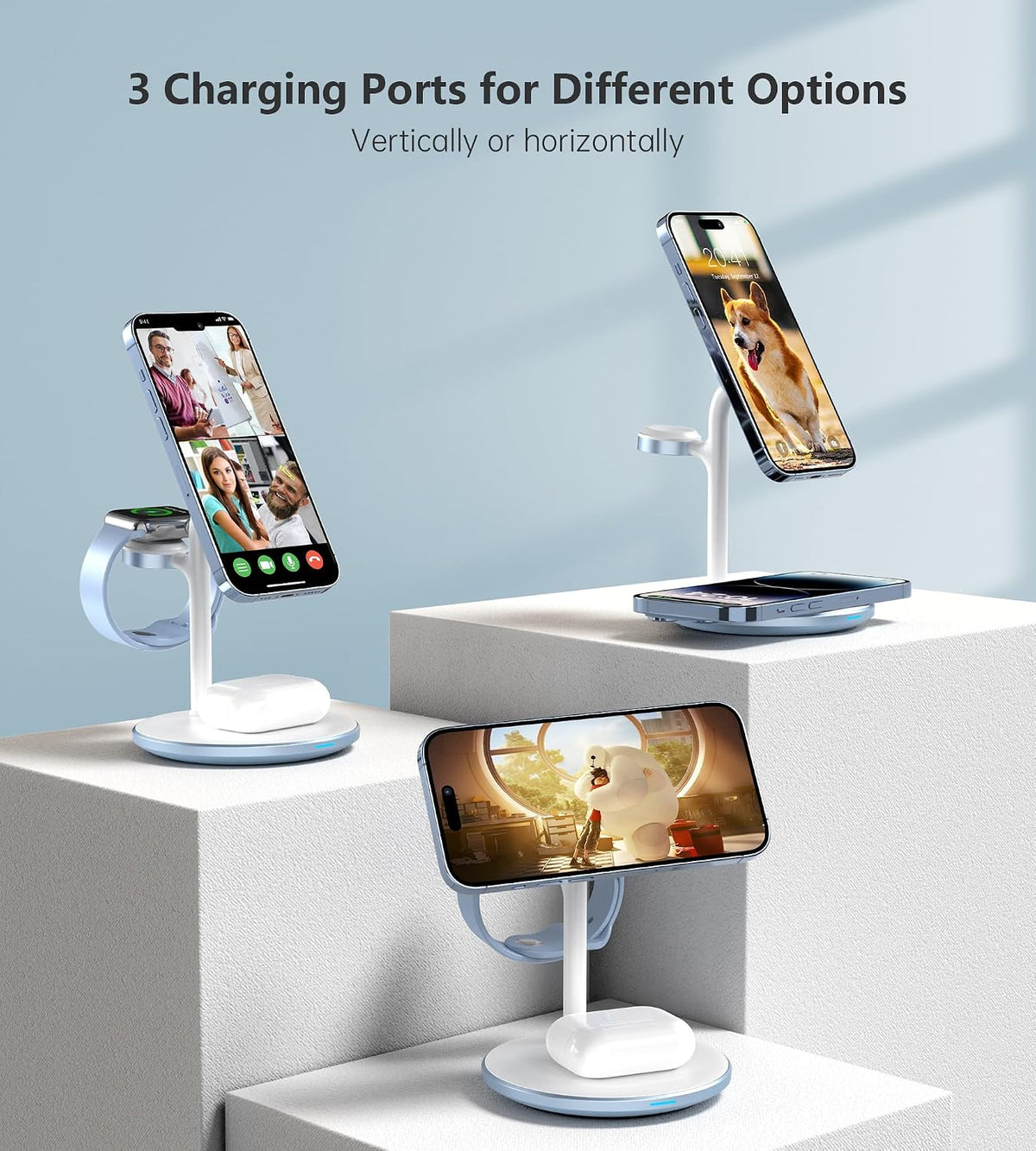 3 in 1 Magnetic Wireless Charging Station for Apple Devices,15W
