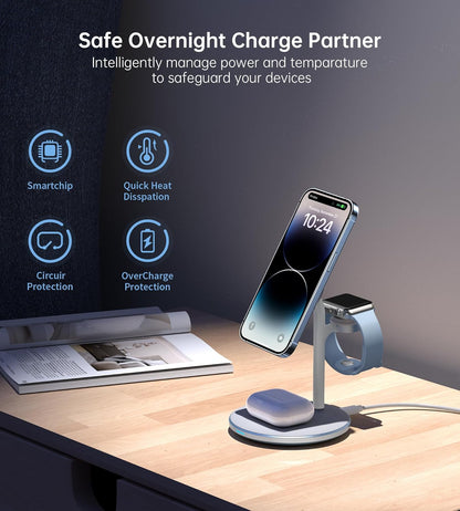 3 in 1 Magnetic Wireless Charging Station for Apple Devices,15W
