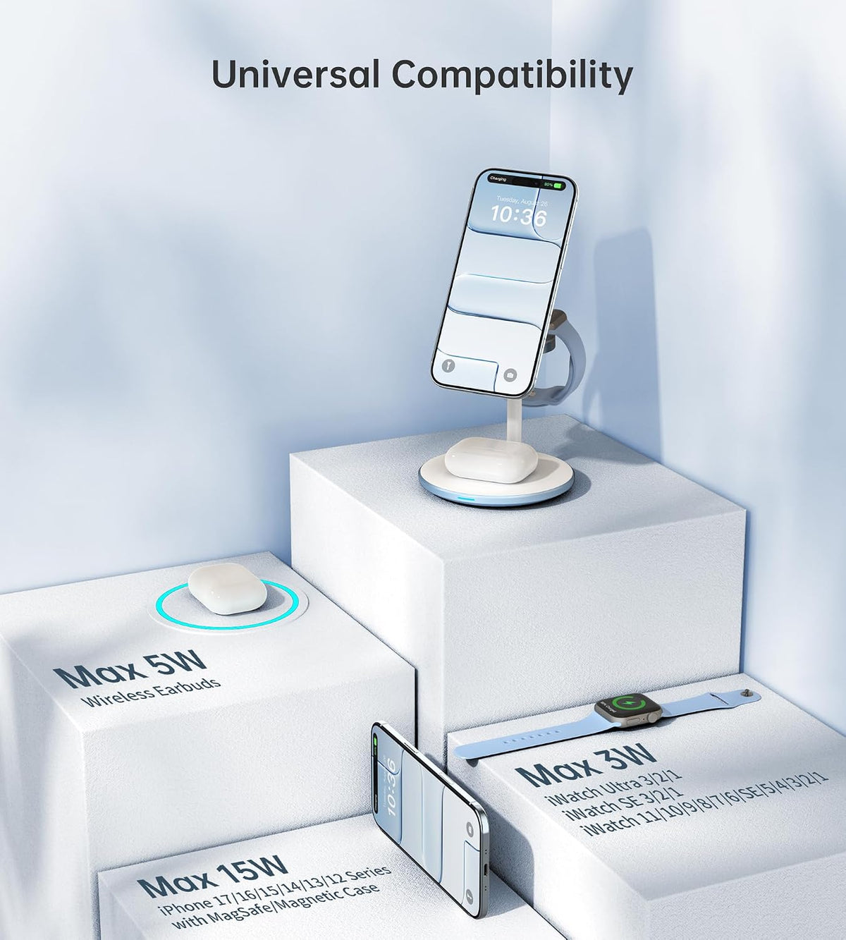3 in 1 Magnetic Wireless Charging Station for Apple Devices,15W