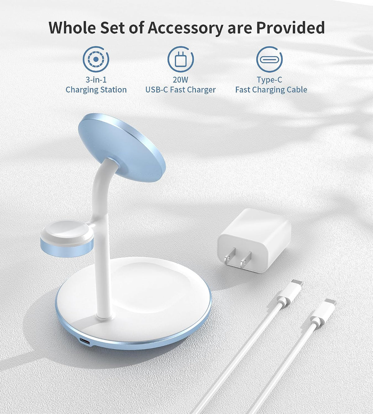 3 in 1 Magnetic Wireless Charging Station for Apple Devices,15W