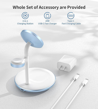 3 in 1 Magnetic Wireless Charging Station for Apple Devices,15W