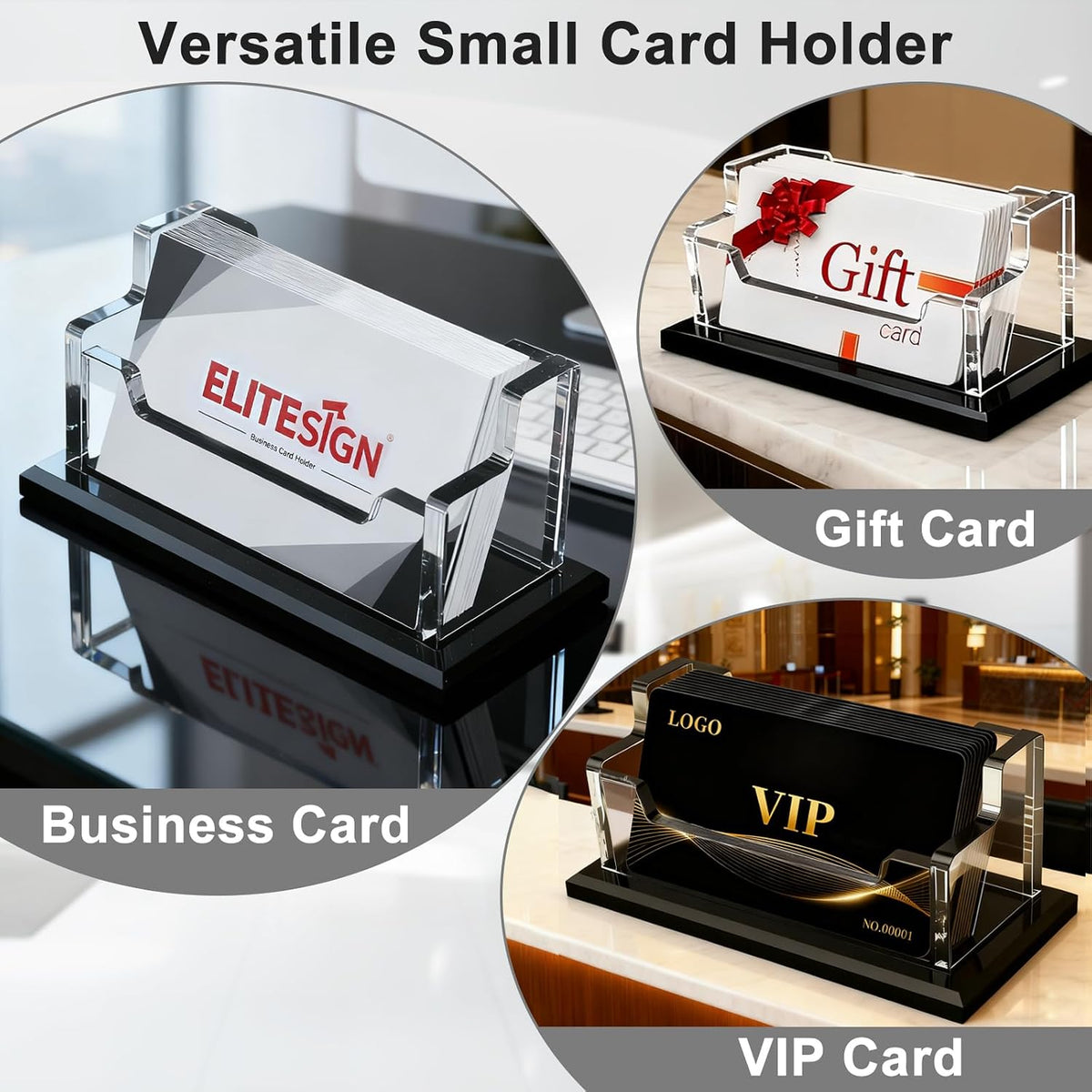 Business Card Holder - Acrylic Business Card Display for Desk, Cards Organizer for Office, Reception, Vendor Booth and Trade Shows,Holds 60 to 80 Cards