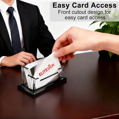 Business Card Holder - Acrylic Business Card Display for Desk, Cards Organizer for Office, Reception, Vendor Booth and Trade Shows,Holds 60 to 80 Cards