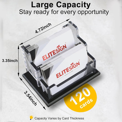 Business Card Holder - Acrylic Business Card Display for Desk, Cards Organizer for Office, Reception, Vendor Booth and Trade Shows,Holds 60 to 80 Cards