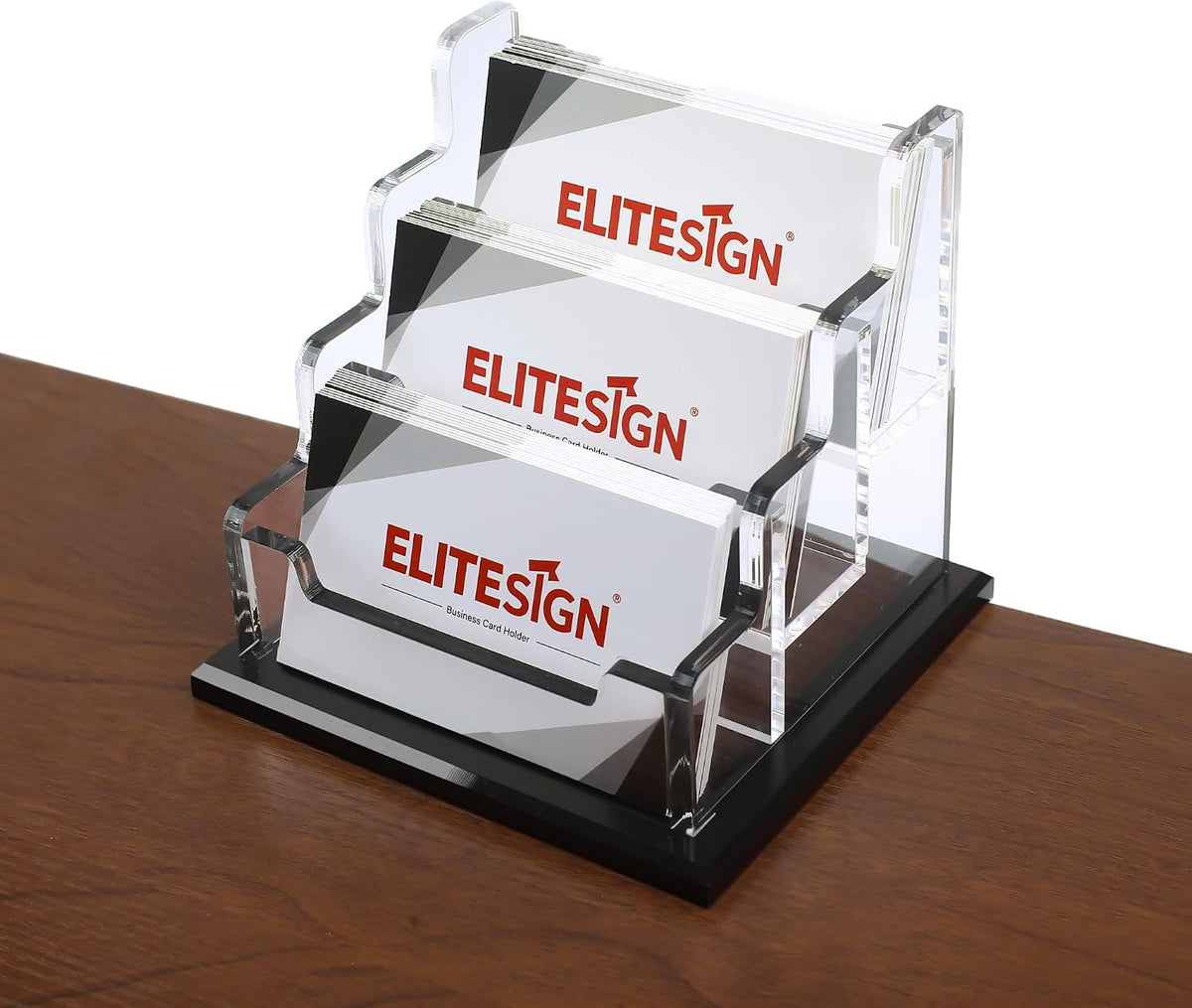 Business Card Holder - Acrylic Business Card Display for Desk, Cards Organizer for Office, Reception, Vendor Booth and Trade Shows,Holds 60 to 80 Cards