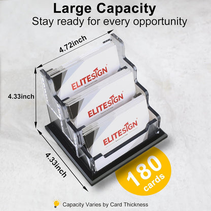 Business Card Holder - Acrylic Business Card Display for Desk, Cards Organizer for Office, Reception, Vendor Booth and Trade Shows,Holds 60 to 80 Cards