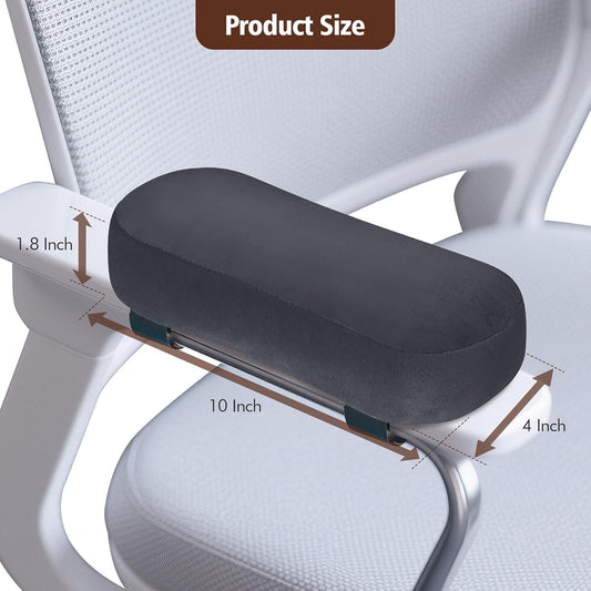 2-Pack Non-Slip Armrest Pads for Office & Gaming Chairs - Ergonomic Forearm Support Pillow for Desk, Computer & Wheelchair, Pressure Relief Cushions,Dark Gray