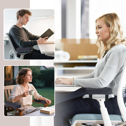 2-Pack Non-Slip Armrest Pads for Office & Gaming Chairs - Ergonomic Forearm Support Pillow for Desk, Computer & Wheelchair, Pressure Relief Cushions,Dark Gray