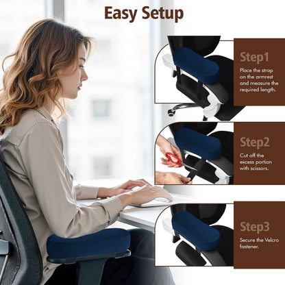 2-Pack Non-Slip Armrest Pads for Office & Gaming Chairs - Ergonomic Forearm Support Pillow for Desk, Computer & Wheelchair, Pressure Relief Cushions,Dark Gray