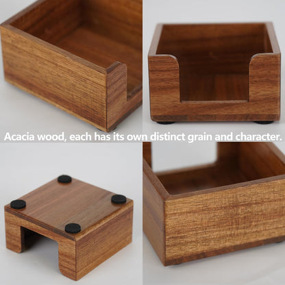 Acacia Wood Sticky Note Holder, Post It Note Dispenser for Office Desk Accessories, Self Stick Note Pad Holder, Memo Pad Holder Dispenser Organizer for School Office Desk Supplies, Brown