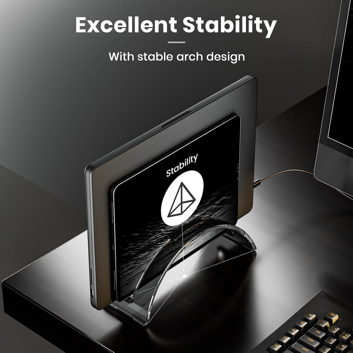 Acrylic Vertical Laptop Stand for Desk,Acrylic Invisible Desktop Notebook Dock,Vertical Laptop Holder Space-Saving Organizer for All MacBook, Surface, Samsung, HP, Dell