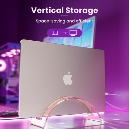 Acrylic Vertical Laptop Stand for Desk,Acrylic Invisible Desktop Notebook Dock,Vertical Laptop Holder Space-Saving Organizer for All MacBook, Surface, Samsung, HP, Dell