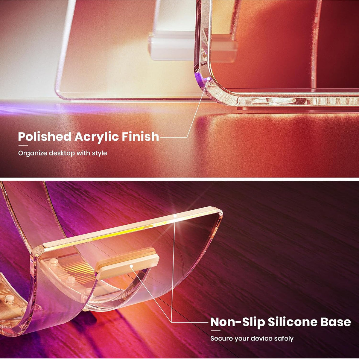 Acrylic Vertical Laptop Stand for Desk,Acrylic Invisible Desktop Notebook Dock,Vertical Laptop Holder Space-Saving Organizer for All MacBook, Surface, Samsung, HP, Dell