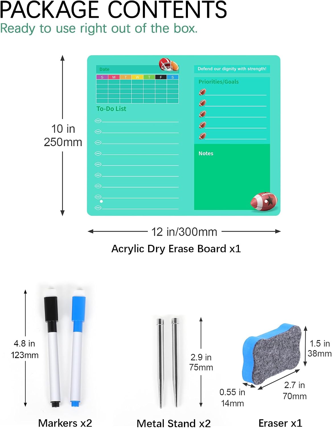 Desktop Acrylic Dry Erase Board, 12x10 inches to-Do List Planner, Tabletop Whiteboard with Stand Office Supplies Includes 2 Markers & 1 Eraser, Pink Rose Pattern
