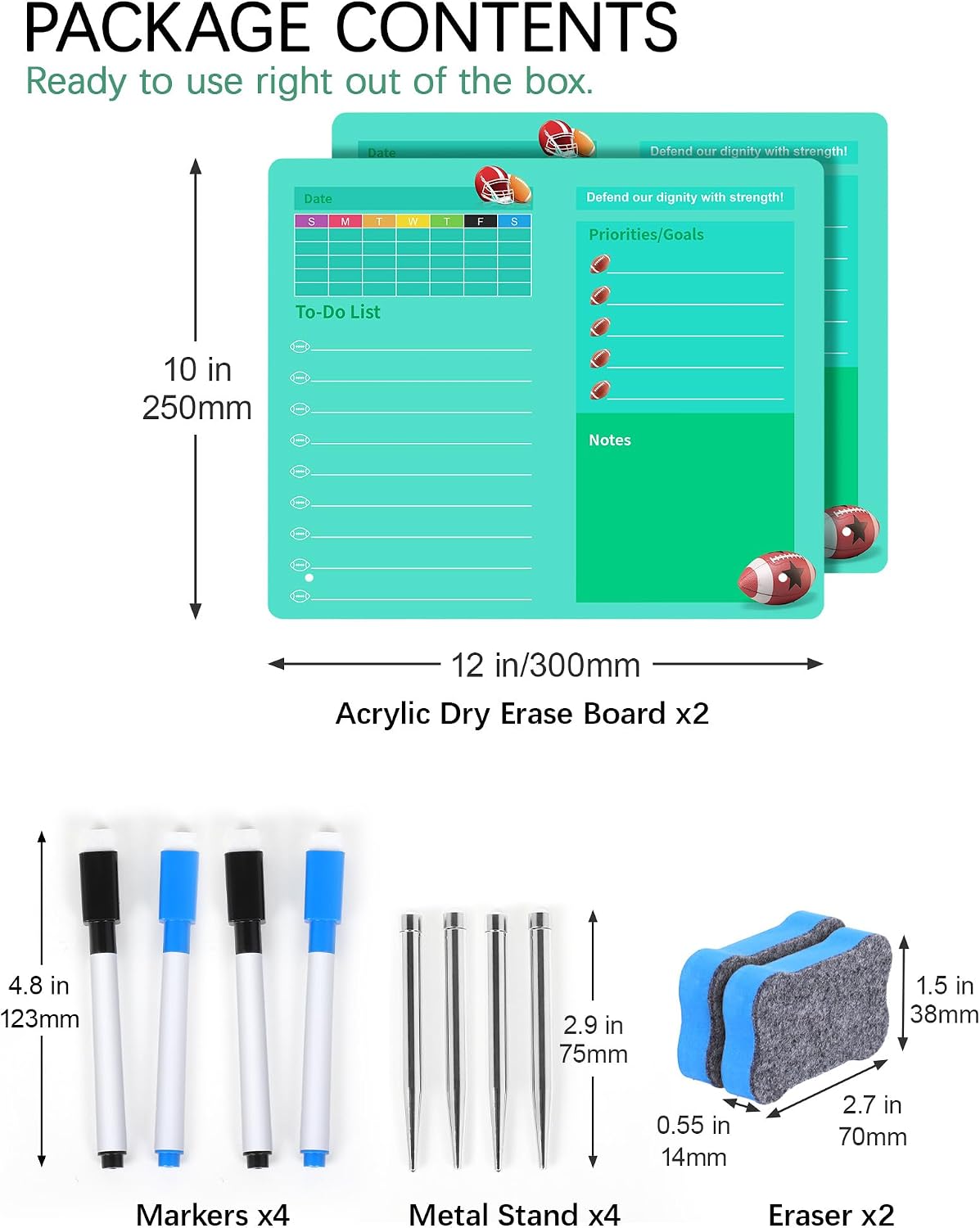 Desktop Acrylic Dry Erase Board, 12x10 inches to-Do List Planner, Tabletop Whiteboard with Stand Office Supplies Includes 2 Markers & 1 Eraser, Pink Rose Pattern