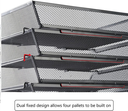 4 Tier Mesh Stackable File Trays Letter Trays,Black