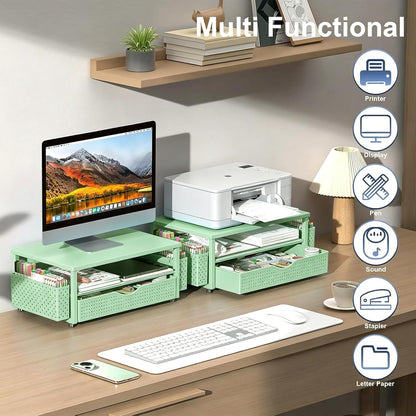 Computer Monitor Stand with Drawer and 2 Pen Holders, Black
