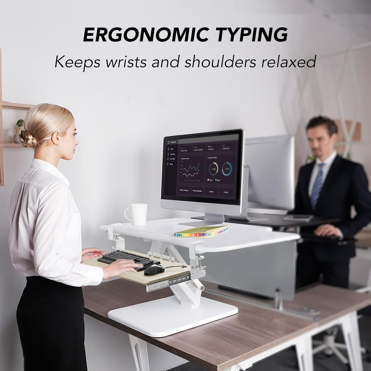 AX WABER Keyboard Tray Under Desk Pull Out with Extra Sturdy Adjustable C Clamp Mount System, 27.3 (32.5 inch Including Clamps) x 11 Inch Slide-Out Platform Computer Drawer for Typing, Black,AX01WB01