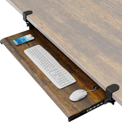 AX WABER Keyboard Tray Under Desk Pull Out with Extra Sturdy Adjustable C Clamp Mount System, 27.3 (32.5 inch Including Clamps) x 11 Inch Slide-Out Platform Computer Drawer for Typing, Black,AX01WB01