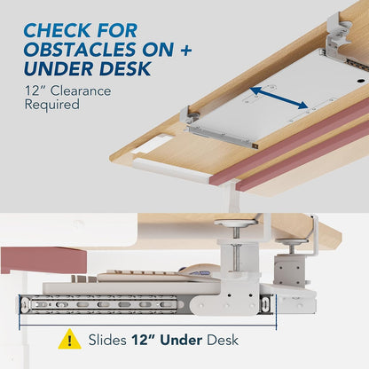 AX WABER Keyboard Tray Under Desk Pull Out with Extra Sturdy Adjustable C Clamp Mount System, 27.3 (32.5 inch Including Clamps) x 11 Inch Slide-Out Platform Computer Drawer for Typing, Black,AX01WB01