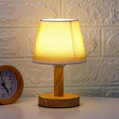 Small Table Lamp,Bedside Table Lamp,Vintage Lamp,Wooden Bedside Lamp Simple Bedroom Lamp Linen Shade Mini Desk Lamp Night Light Nightstand Lamp for Bedroom,Living Room,Kids Room