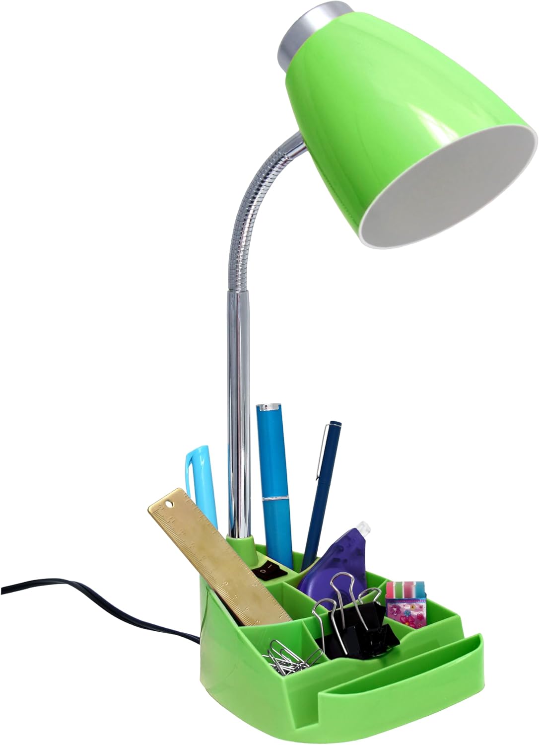 Limelights LD1002-GRN Gooseneck Organizer iPad Stand or Book Holder Desk Lamp, Green