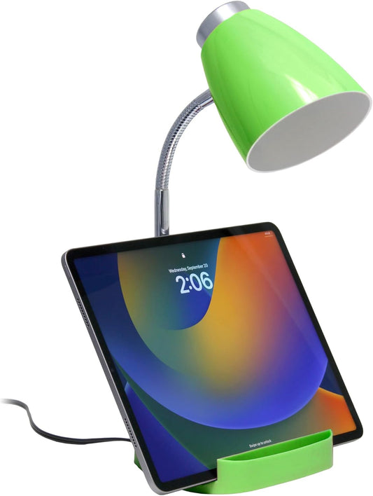 Limelights LD1002-GRN Gooseneck Organizer iPad Stand or Book Holder Desk Lamp, Green