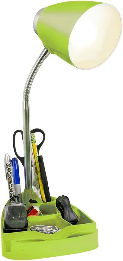 Limelights LD1002-GRN Gooseneck Organizer iPad Stand or Book Holder Desk Lamp, Green