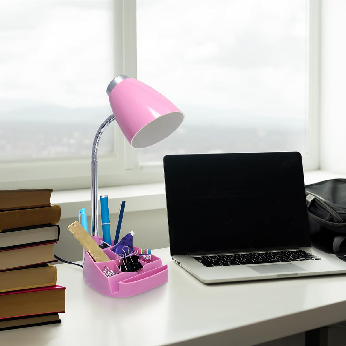 Limelights LD1002-GRN Gooseneck Organizer iPad Stand or Book Holder Desk Lamp, Green