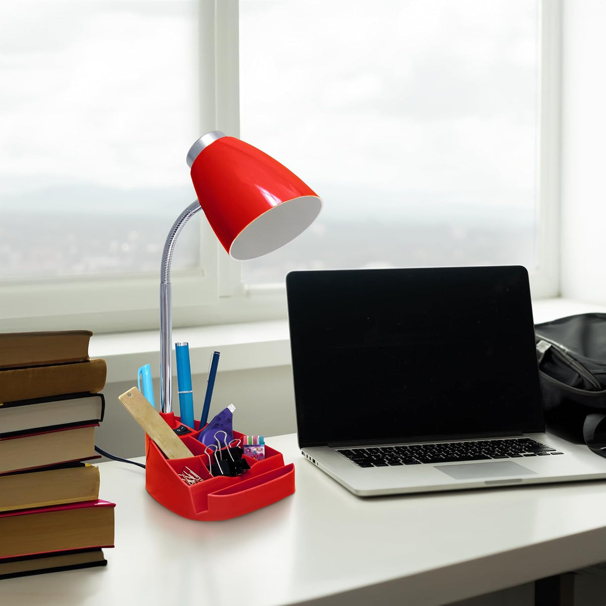 Limelights LD1002-GRN Gooseneck Organizer iPad Stand or Book Holder Desk Lamp, Green