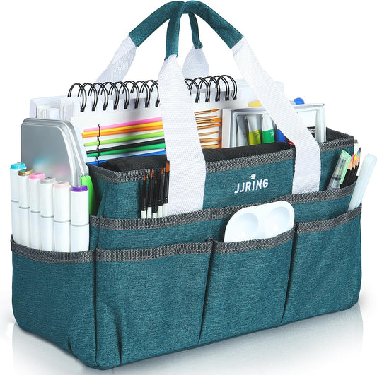 Craft Organizer Tote Bag Art Storage Caddy Bluish Green