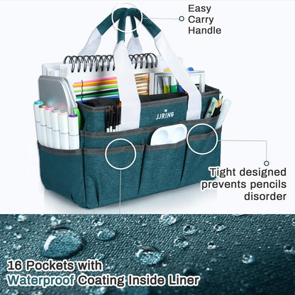 Craft Organizer Tote Bag Art Storage Caddy Bluish Green