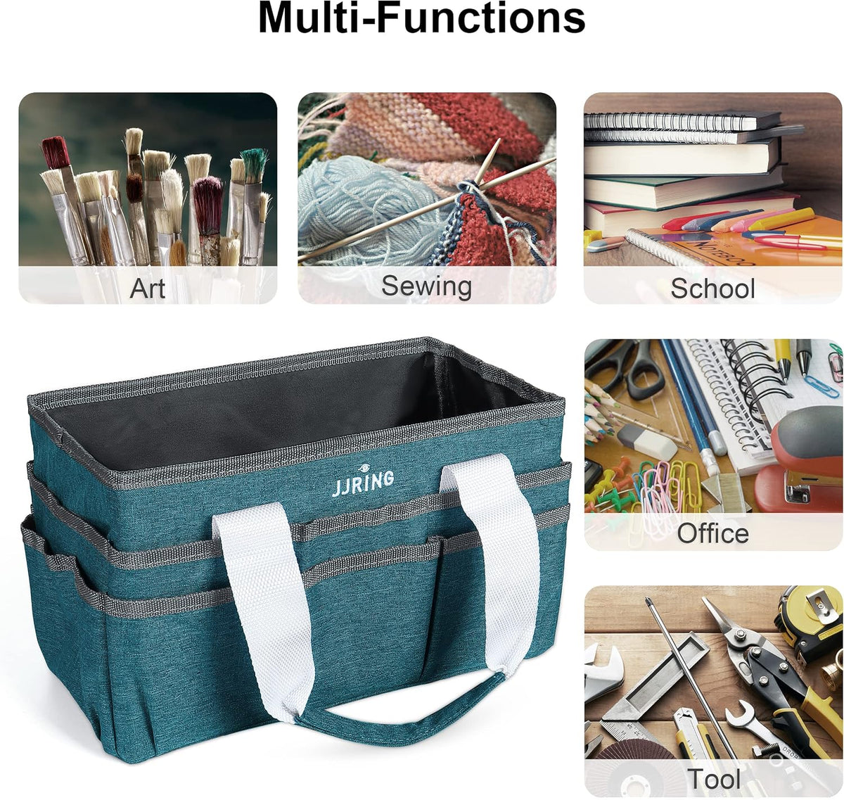 Craft Organizer Tote Bag Art Storage Caddy Bluish Green