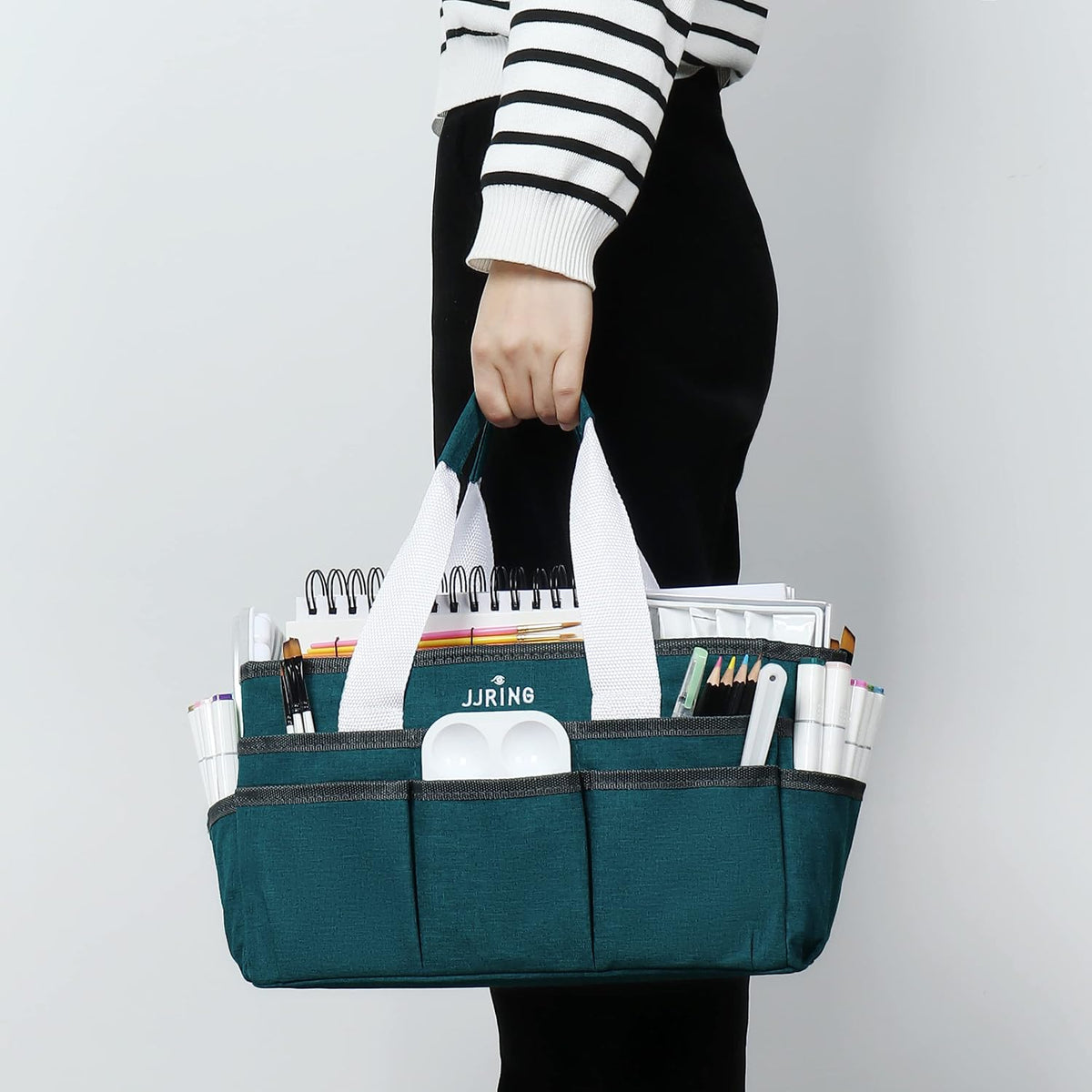 Craft Organizer Tote Bag Art Storage Caddy Bluish Green