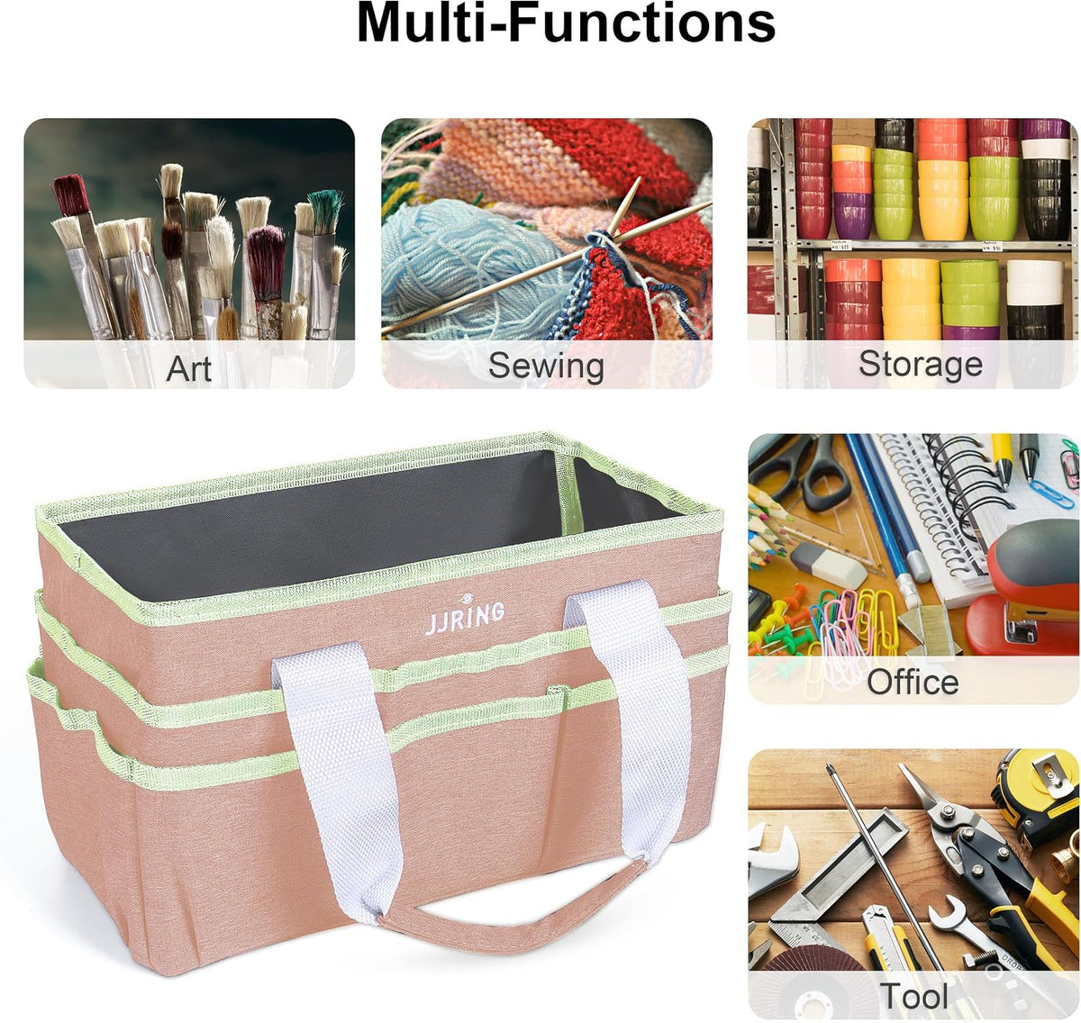 Craft Organizer Tote Bag Art Storage Caddy Bluish Green