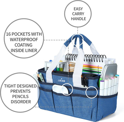 Craft Organizer Tote Bag Art Storage Caddy Bluish Green