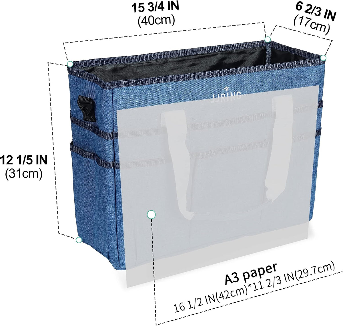 Craft Organizer Tote Bag Art Storage Caddy Bluish Green
