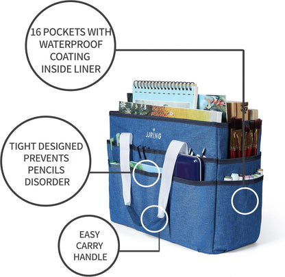 Craft Organizer Tote Bag Art Storage Caddy Bluish Green