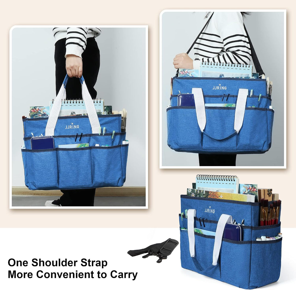 Craft Organizer Tote Bag Art Storage Caddy Bluish Green