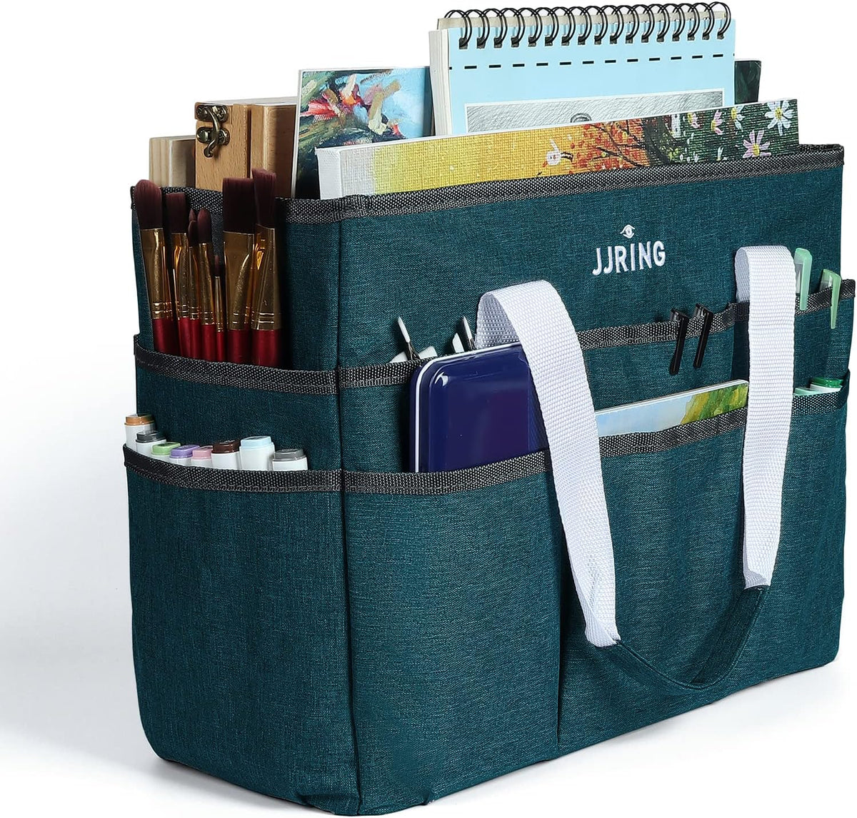 Craft Organizer Tote Bag Art Storage Caddy Bluish Green