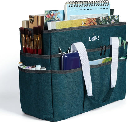Craft Organizer Tote Bag Art Storage Caddy Bluish Green