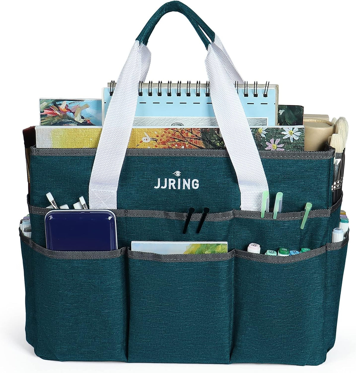 Craft Organizer Tote Bag Art Storage Caddy Bluish Green