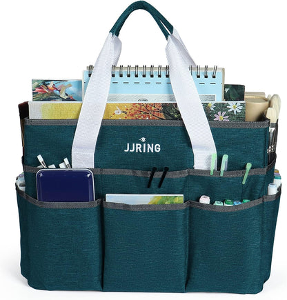 Craft Organizer Tote Bag Art Storage Caddy Bluish Green