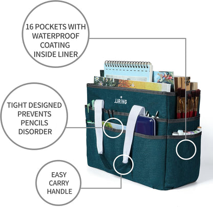 Craft Organizer Tote Bag Art Storage Caddy Bluish Green