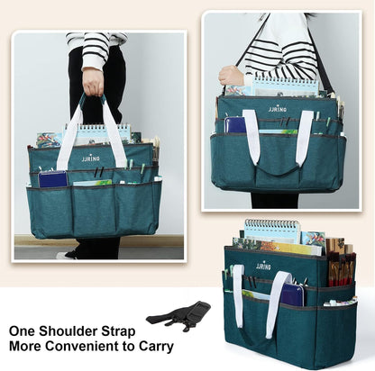 Craft Organizer Tote Bag Art Storage Caddy Bluish Green