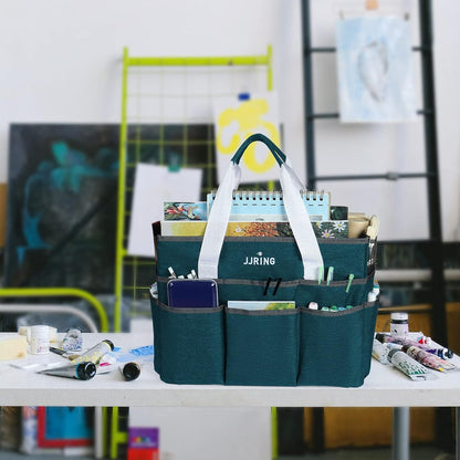Craft Organizer Tote Bag Art Storage Caddy Bluish Green