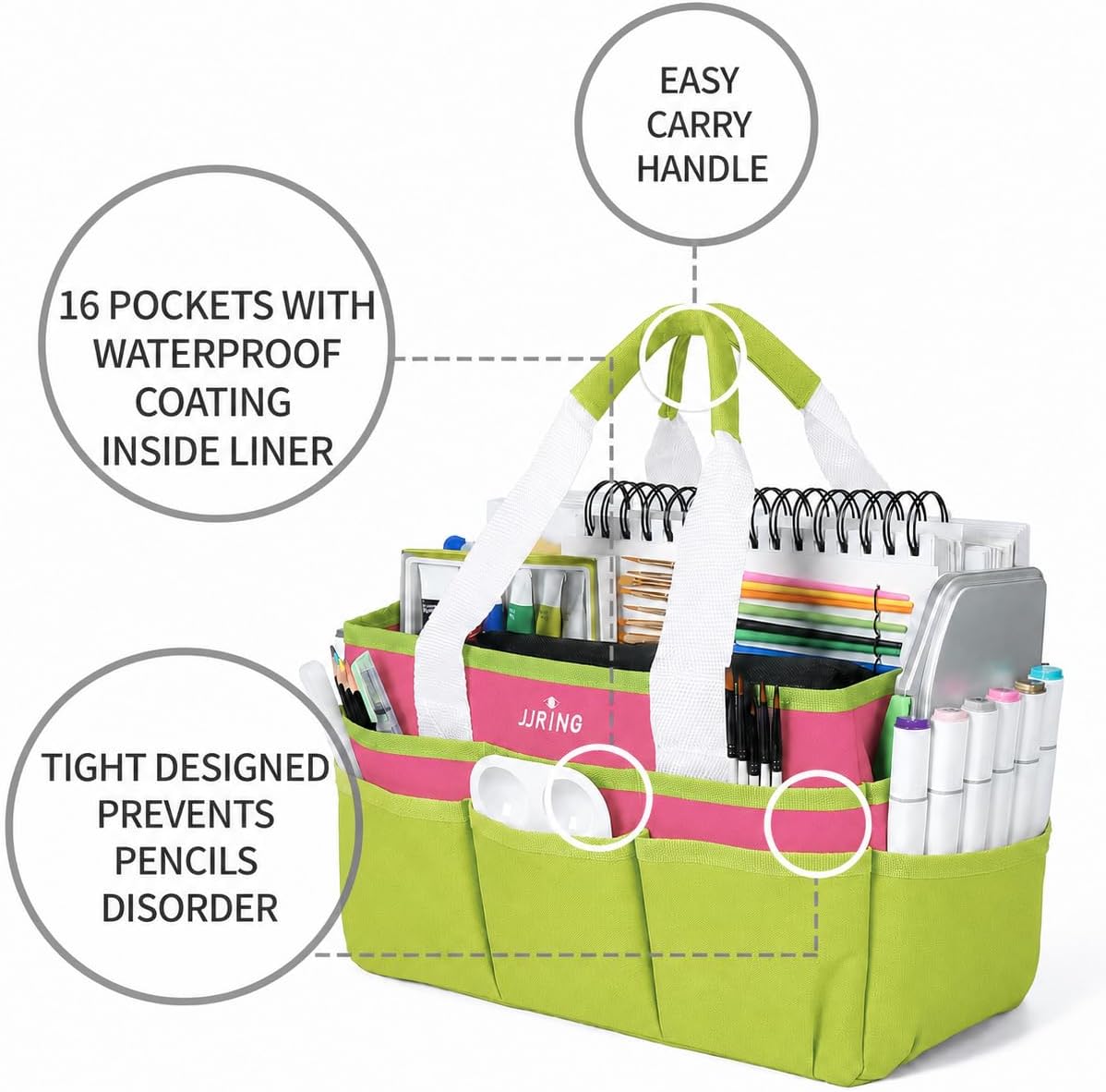 Craft Organizer Tote Bag Art Storage Caddy Bluish Green