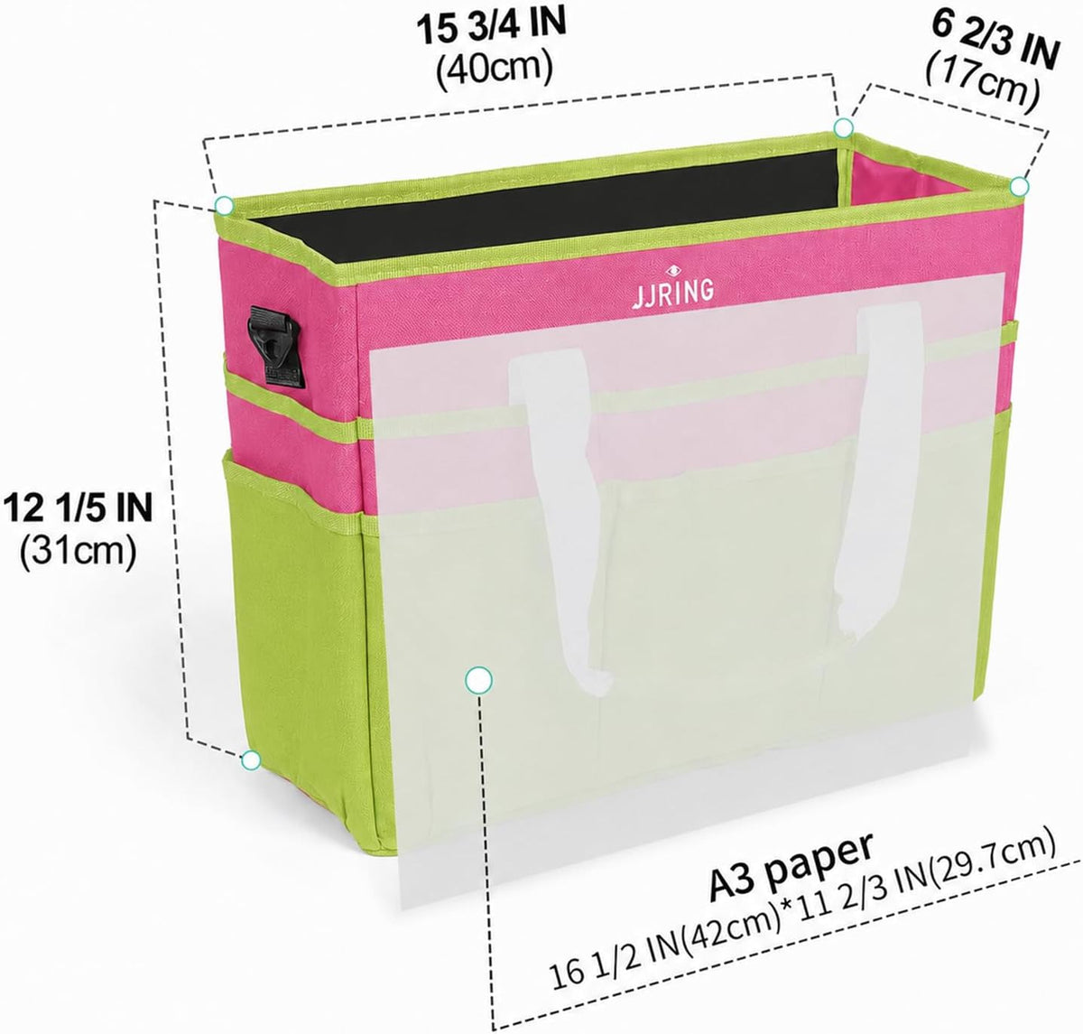 Craft Organizer Tote Bag Art Storage Caddy Bluish Green