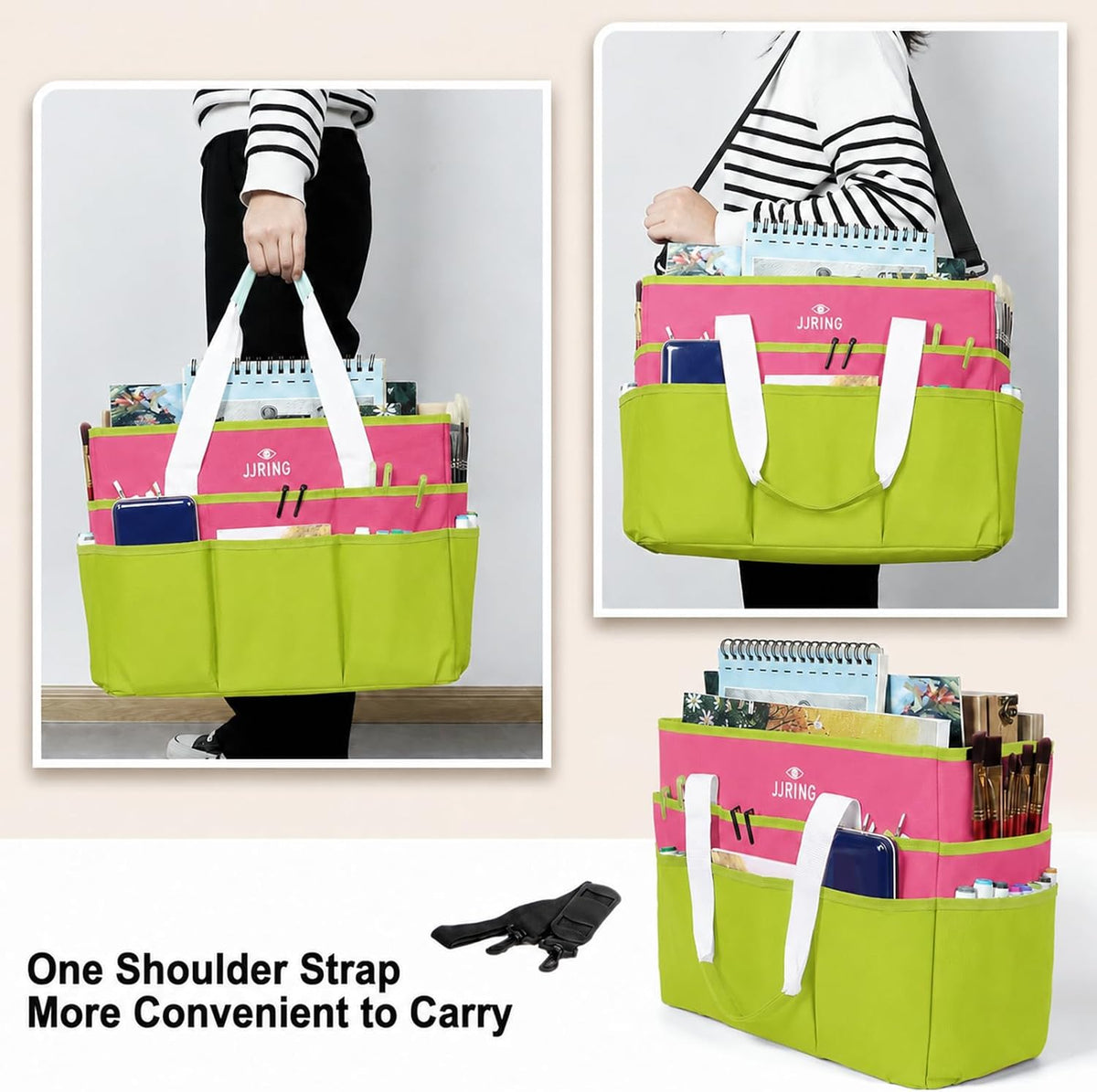 Craft Organizer Tote Bag Art Storage Caddy Bluish Green