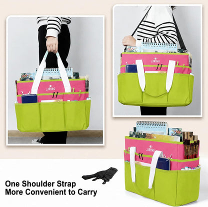 Craft Organizer Tote Bag Art Storage Caddy Bluish Green